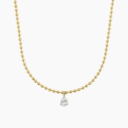 Boncuk Zincir 0.50 karat Damla Kesim Laboratuvar Pırlanta Kolye 18K - Bold Diamonds