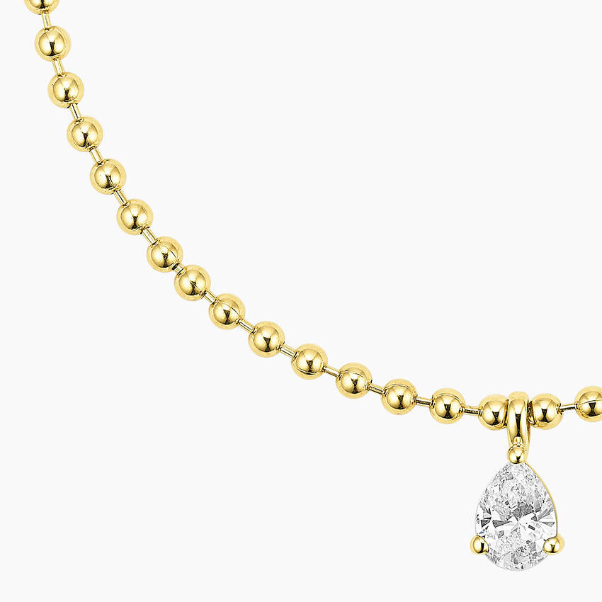 Boncuk Zincir 0.50 karat Damla Kesim Laboratuvar Pırlanta Kolye 18K - Bold Diamonds
