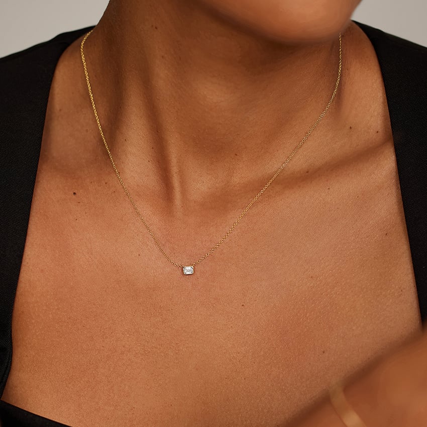 Zümrüt Kesim Model 0.50 karat Laboratuvar Pırlanta Kolye 18K - Bold Diamonds