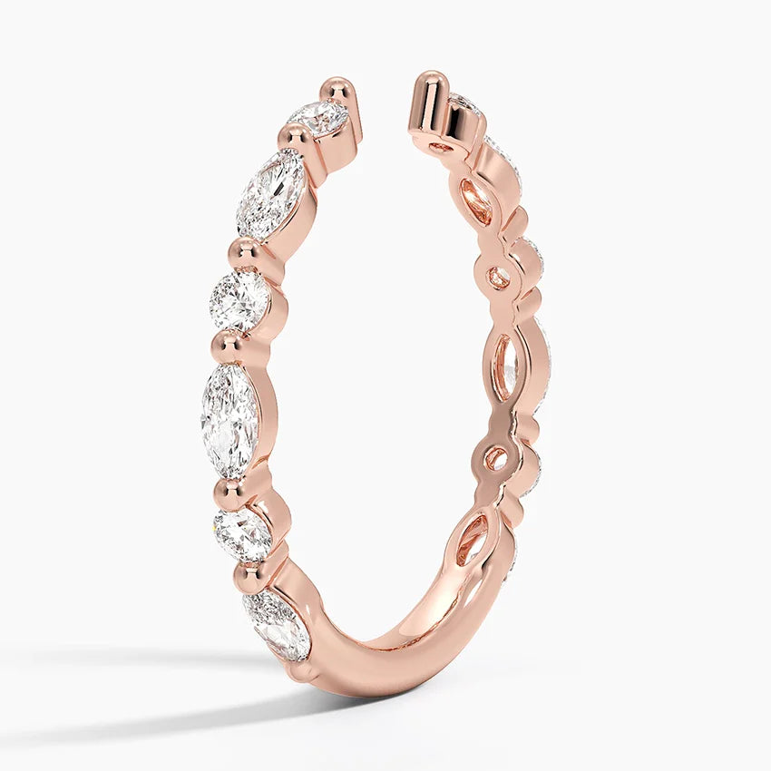 Tamamlayıcı Yüzük 0.50 Karat Yuvarlak Kesim Laboratuvar Pırlanta Yüzük 18K - Bold Diamonds