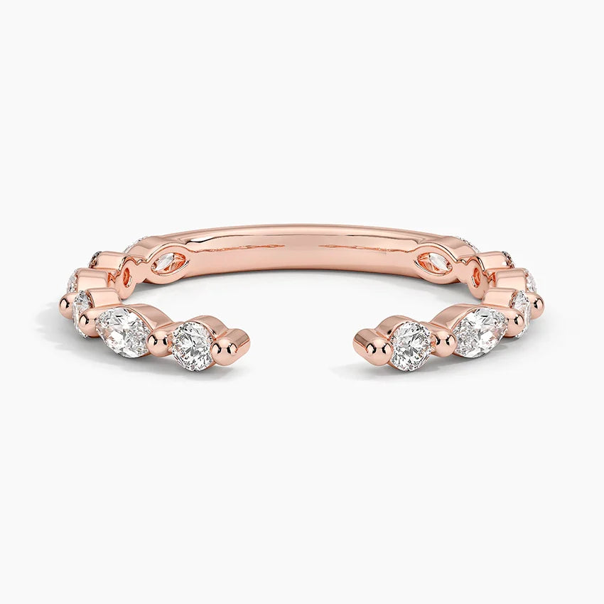 Tamamlayıcı Yüzük 0.50 Karat Yuvarlak Kesim Laboratuvar Pırlanta Yüzük 18K - Bold Diamonds