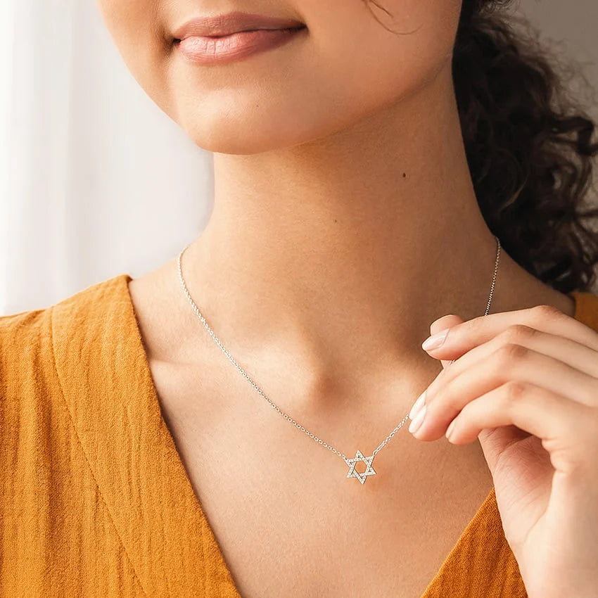 Davud Yıldızı Model 0.50 karat Yuvarlak Kesim Laboratuvar Pırlanta Kolye 18K - Bold Diamonds