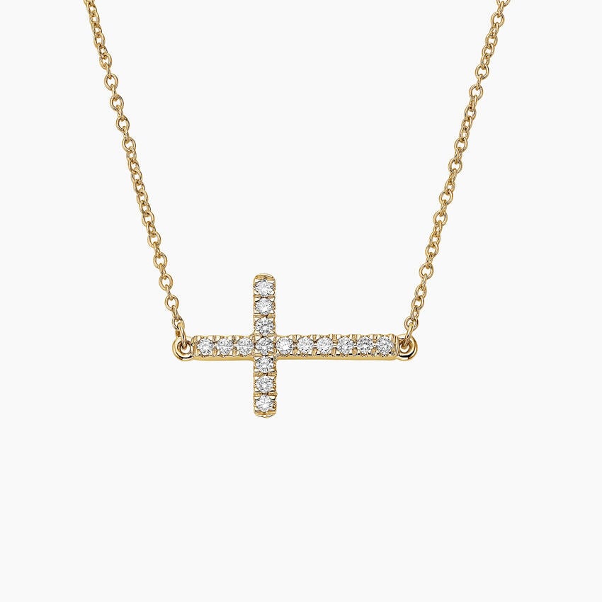 Yan Haç Model 0.50 karat Yuvarlak Kesim Laboratuvar Pırlanta Kolye 18K - Bold Diamonds