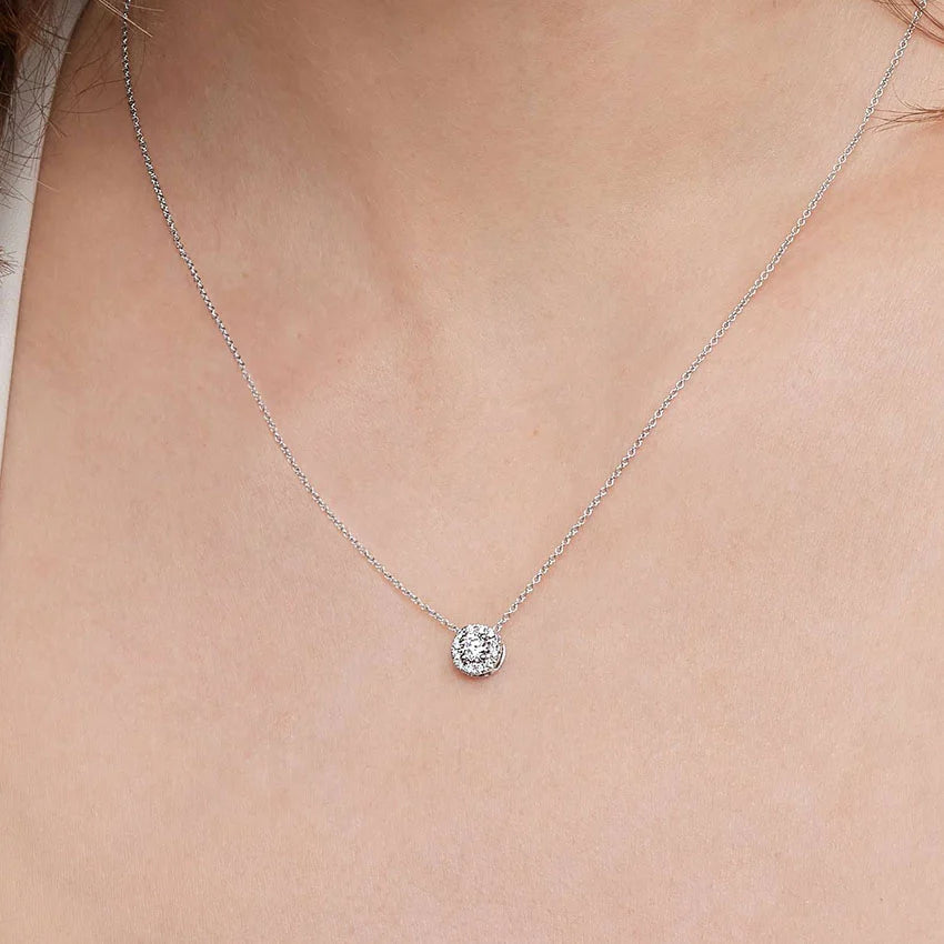 Halo Model 0.50 karat Yuvarlak Kesim Laboratuvar Pırlanta Kolye 18K - Bold Diamonds
