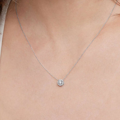 Halo Model 0.50 karat Yuvarlak Kesim Laboratuvar Pırlanta Kolye 18K - Bold Diamonds