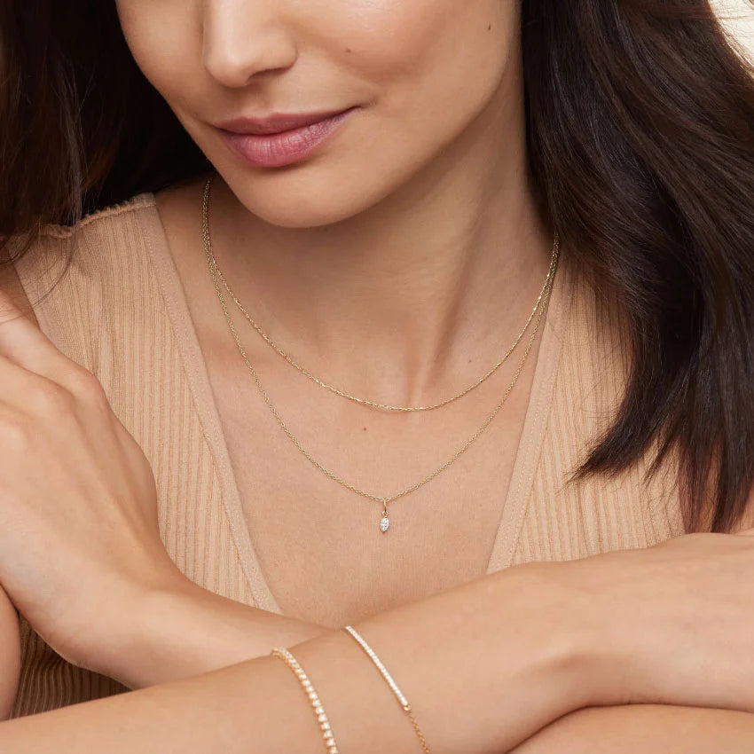Markiz Kesim 0.50 karat Laboratuvar Pırlanta Kolye 18K - Bold Diamonds