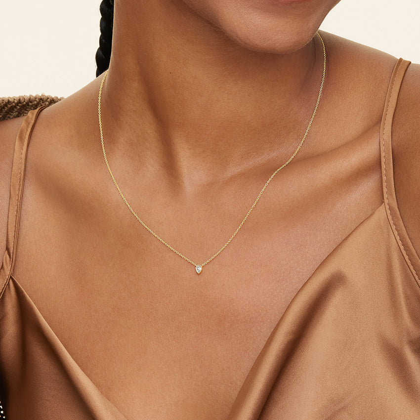 Ters Damla Model 0.50 karat Damla Kesim Laboratuvar Pırlanta Kolye 18K - Bold Diamonds