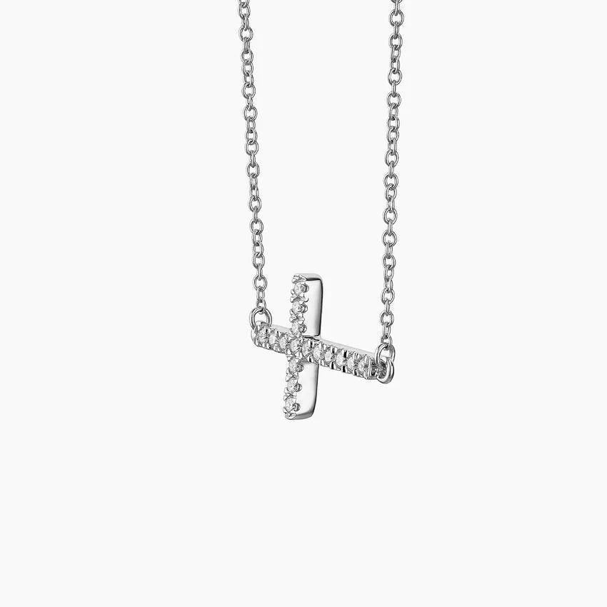 Yan Haç Model 0.50 karat Yuvarlak Kesim Laboratuvar Pırlanta Kolye 18K - Bold Diamonds