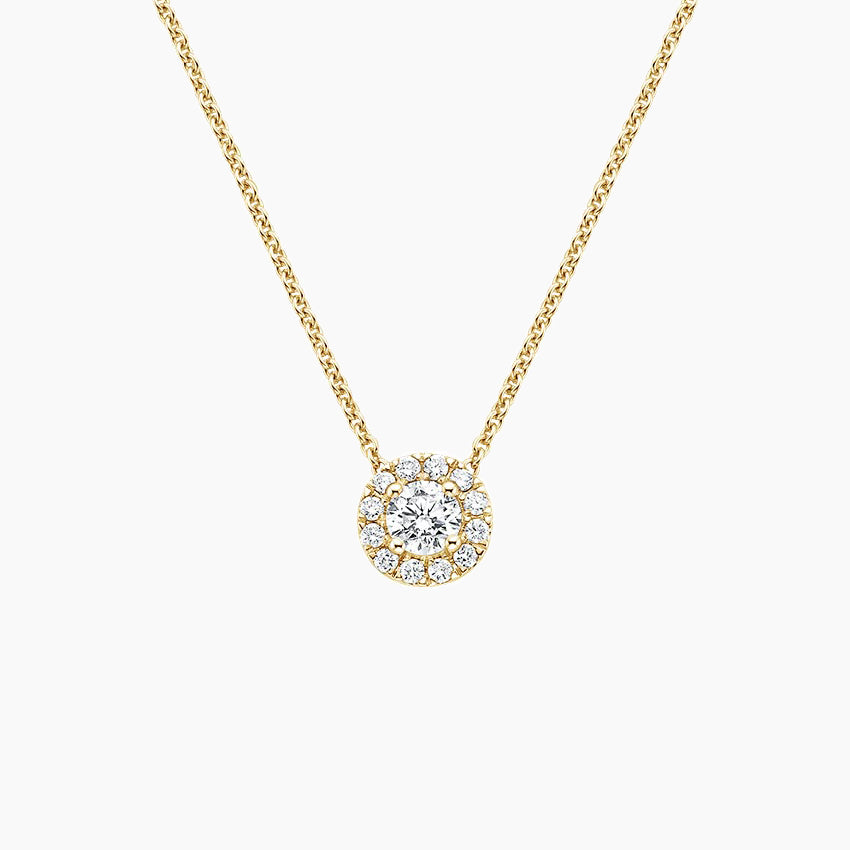 Halo Model 0.50 karat Yuvarlak Kesim Laboratuvar Pırlanta Kolye 18K - Bold Diamonds