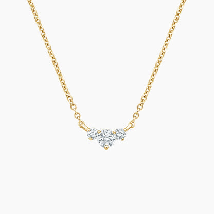Üçlü Taşlı Model  0.50 karat Yuvarlak Kesim Laboratuvar Pırlanta Kolye 18K - Bold Diamonds