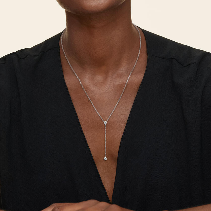 İkili Işıltı Model 0.50 karat Damla Kesim Laboratuvar Pırlanta Kolye 18K - Bold Diamonds