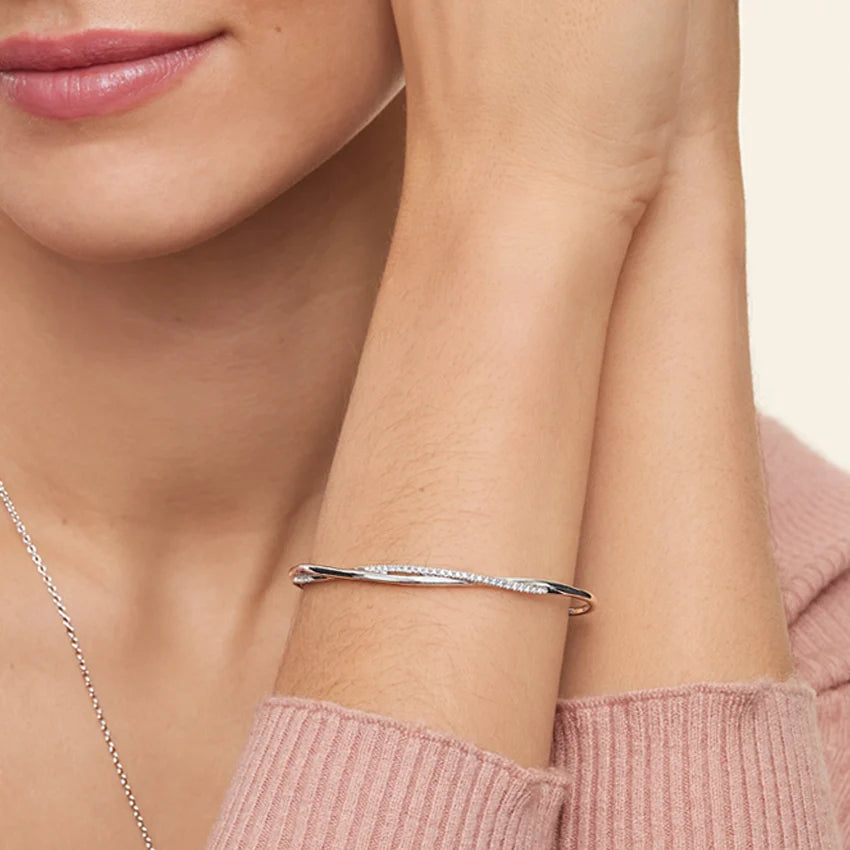 Parıltı Dalgası Model 0.50 Karat Yuvarlak Kesim Laboratuvar Pırlanta Bileklik 18K - Bold Diamonds