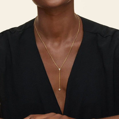 İkili Işıltı Model 0.50 karat Damla Kesim Laboratuvar Pırlanta Kolye 18K - Bold Diamonds