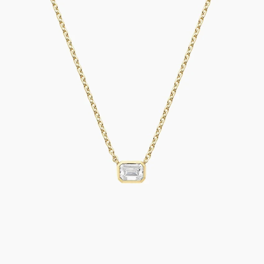 Zümrüt Kesim Model 0.50 karat Laboratuvar Pırlanta Kolye 18K - Bold Diamonds