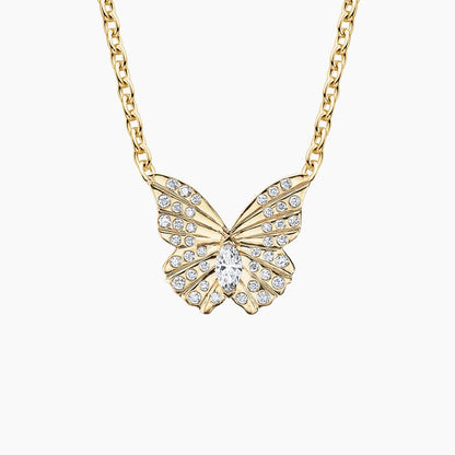Kelebek Model 0.50 karat Markiz Kesim Laboratuvar Pırlanta Kolye 18K - Bold Diamonds