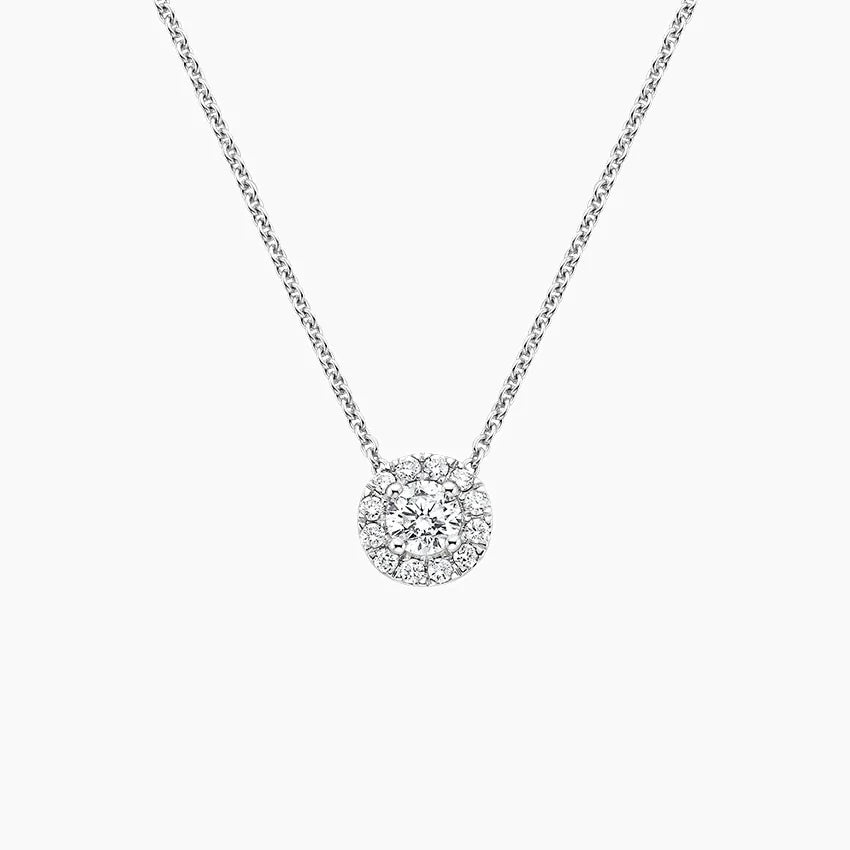 Halo Model 0.50 karat Yuvarlak Kesim Laboratuvar Pırlanta Kolye 18K - Bold Diamonds
