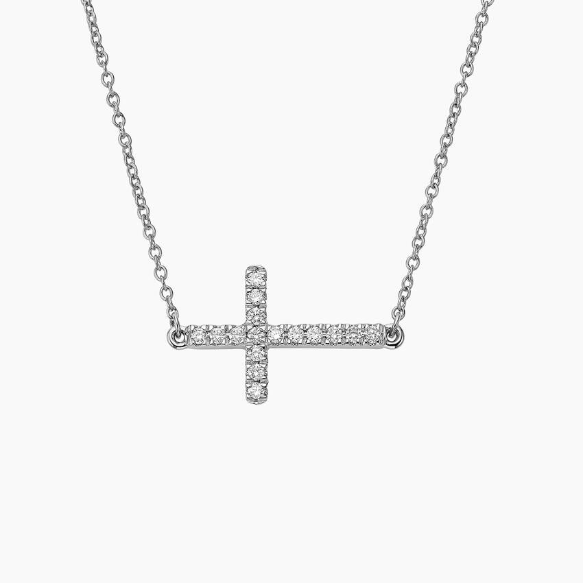 Yan Haç Model 0.50 karat Yuvarlak Kesim Laboratuvar Pırlanta Kolye 18K - Bold Diamonds