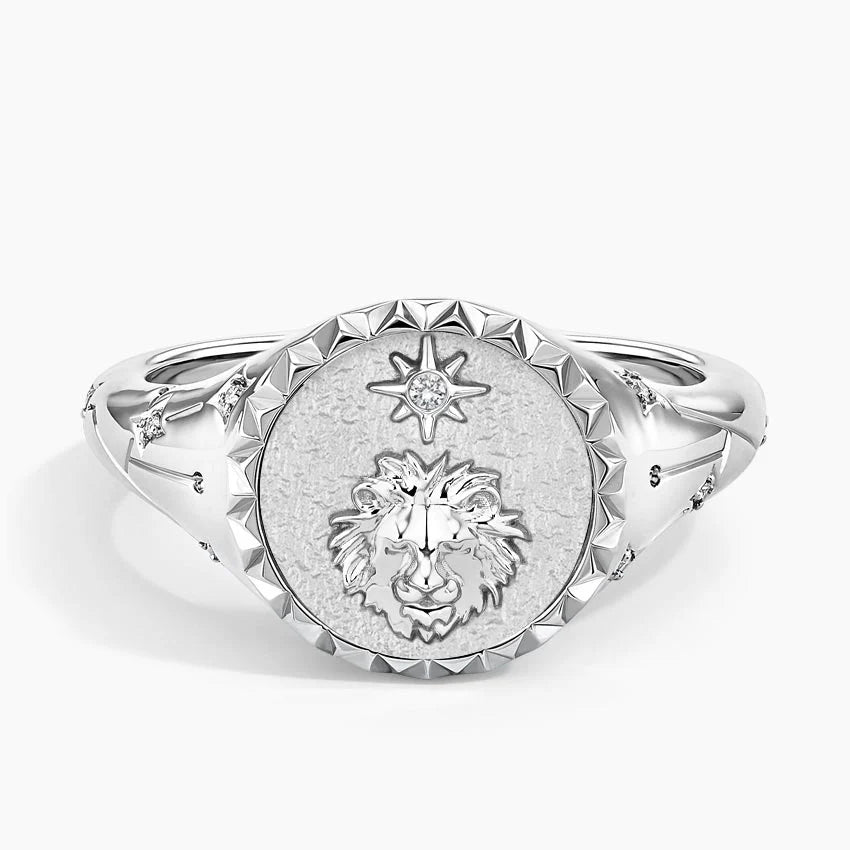 Aslan Burcu Tasarım 0.10 Karat Yuvarlak Kesim Laboratuvar Pırlanta Yüzük 18K - Bold Diamonds