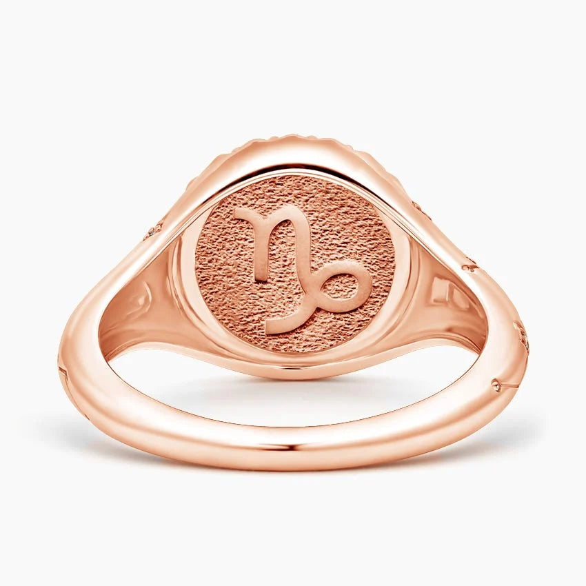Oğlak Burcu Tasarım 0.10 Karat Yuvarlak Kesim Laboratuvar Pırlanta Yüzük 18K - Bold Diamonds