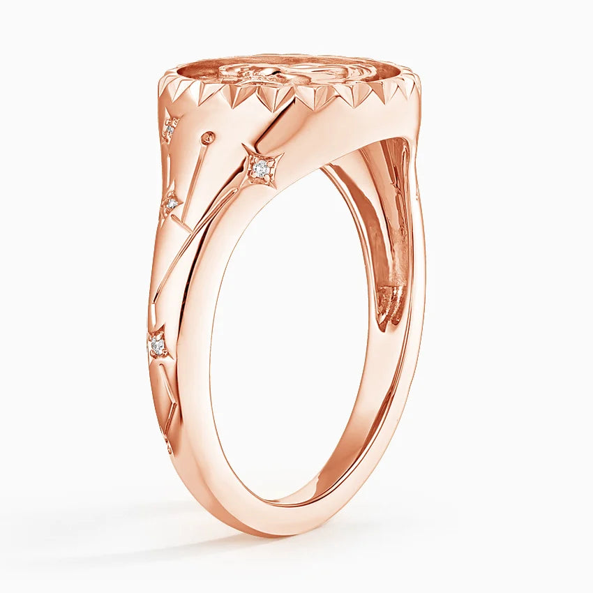 Başak Burcu Tasarım 0.10 Karat Yuvarlak Kesim Laboratuvar Pırlanta Yüzük 18K - Bold Diamonds