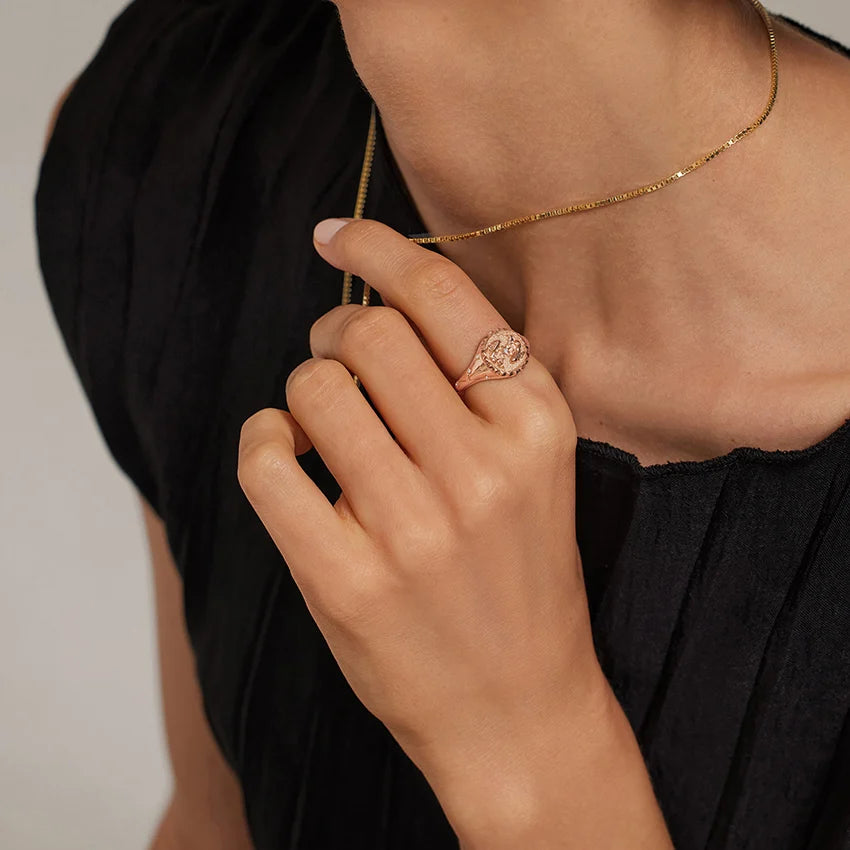 Akrep Burcu Tasarım 0.10 Karat Yuvarlak Kesim Laboratuvar Pırlanta Yüzük 18K - Bold Diamonds