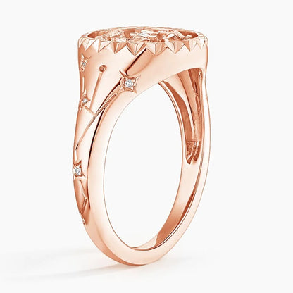 Balık Burcu Tasarım 0.10 Karat Yuvarlak Kesim Laboratuvar Pırlanta Yüzük 18K - Bold Diamonds