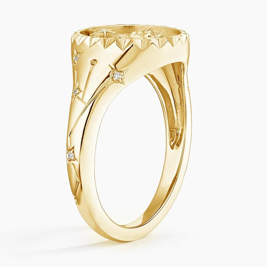 Aslan Burcu Tasarım 0.10 Karat Yuvarlak Kesim Laboratuvar Pırlanta Yüzük 18K - Bold Diamonds