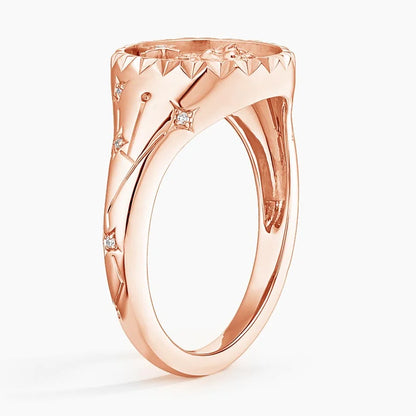 Aslan Burcu Tasarım 0.10 Karat Yuvarlak Kesim Laboratuvar Pırlanta Yüzük 18K - Bold Diamonds