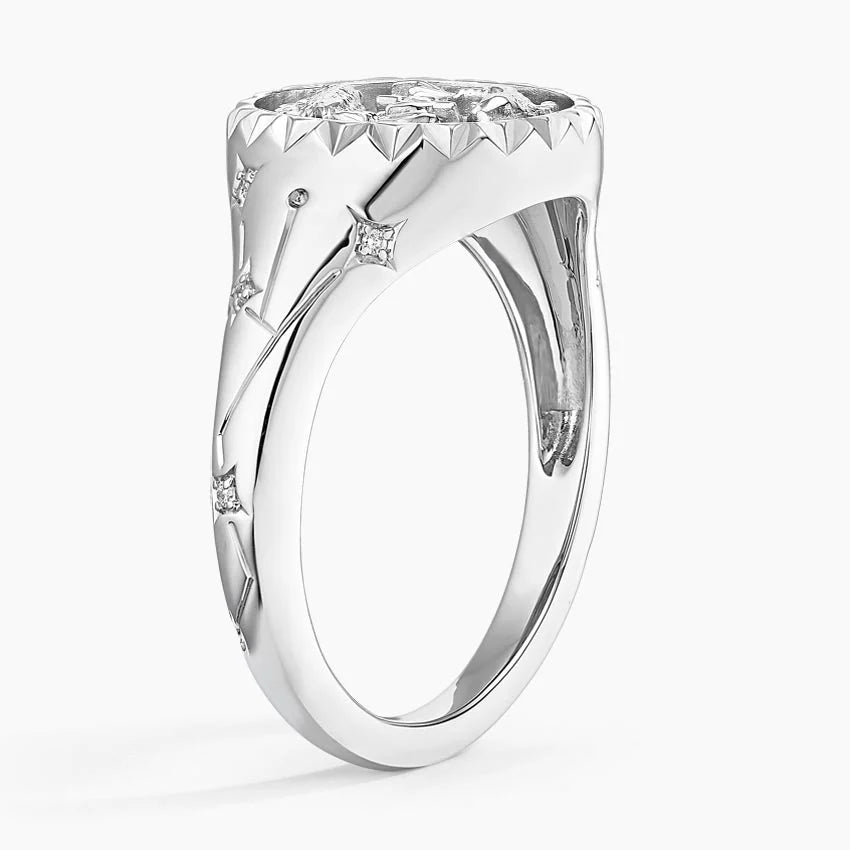 Balık Burcu Tasarım 0.10 Karat Yuvarlak Kesim Laboratuvar Pırlanta Yüzük 18K - Bold Diamonds