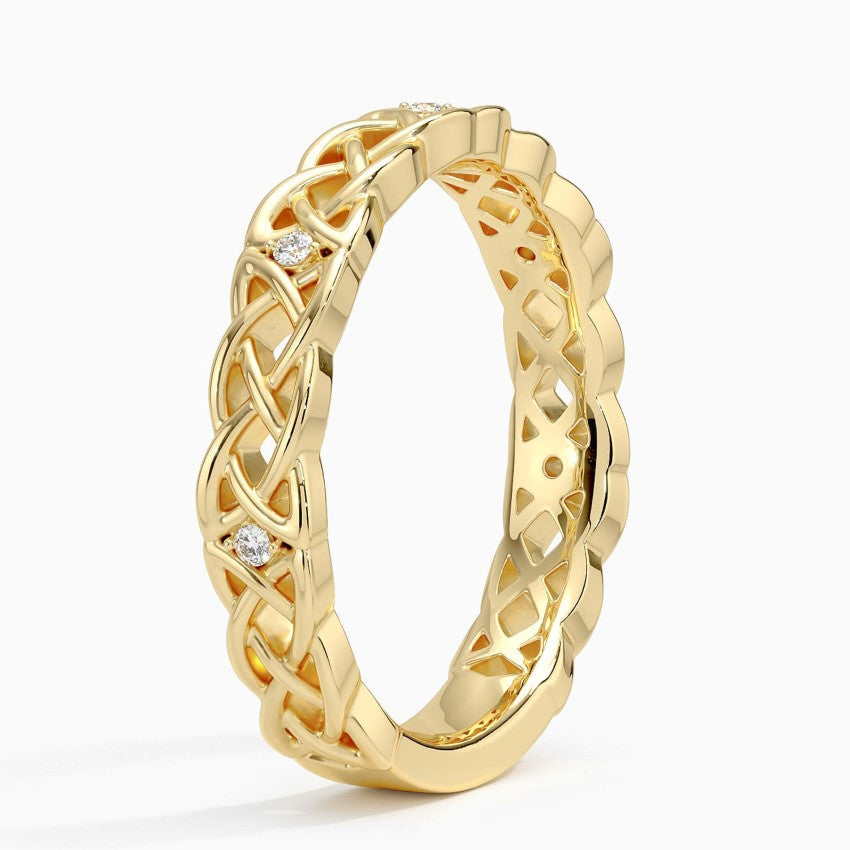 Özel Tasarım Alyans 0,10 Karat Baget Kesim Laboratuvar Pırlanta Yüzük 18K - Bold Diamonds
