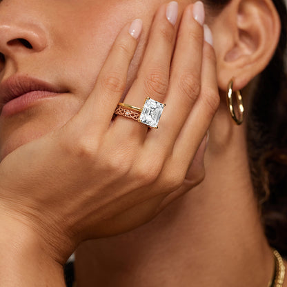 Özel Tasarım Alyans 0,10 Karat Baget Kesim Laboratuvar Pırlanta Yüzük 18K - Bold Diamonds