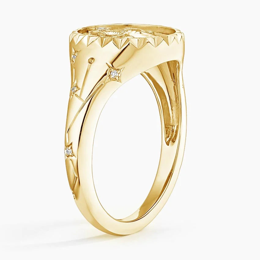 Koç Burcu Tasarım 0.10 Karat Yuvarlak Kesim Laboratuvar Pırlanta Yüzük 18K - Bold Diamonds