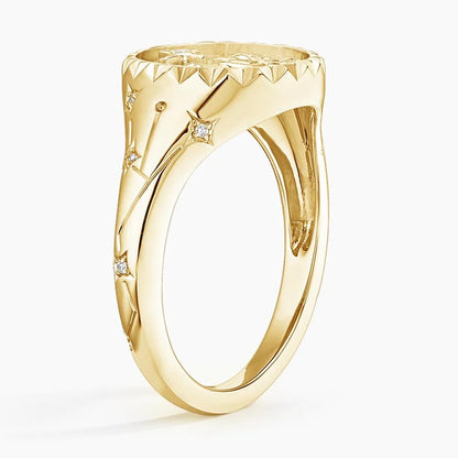 Yengeç Burcu Tasarım 0.10 Karat Yuvarlak Kesim Laboratuvar Pırlanta Yüzük 18K - Bold Diamonds