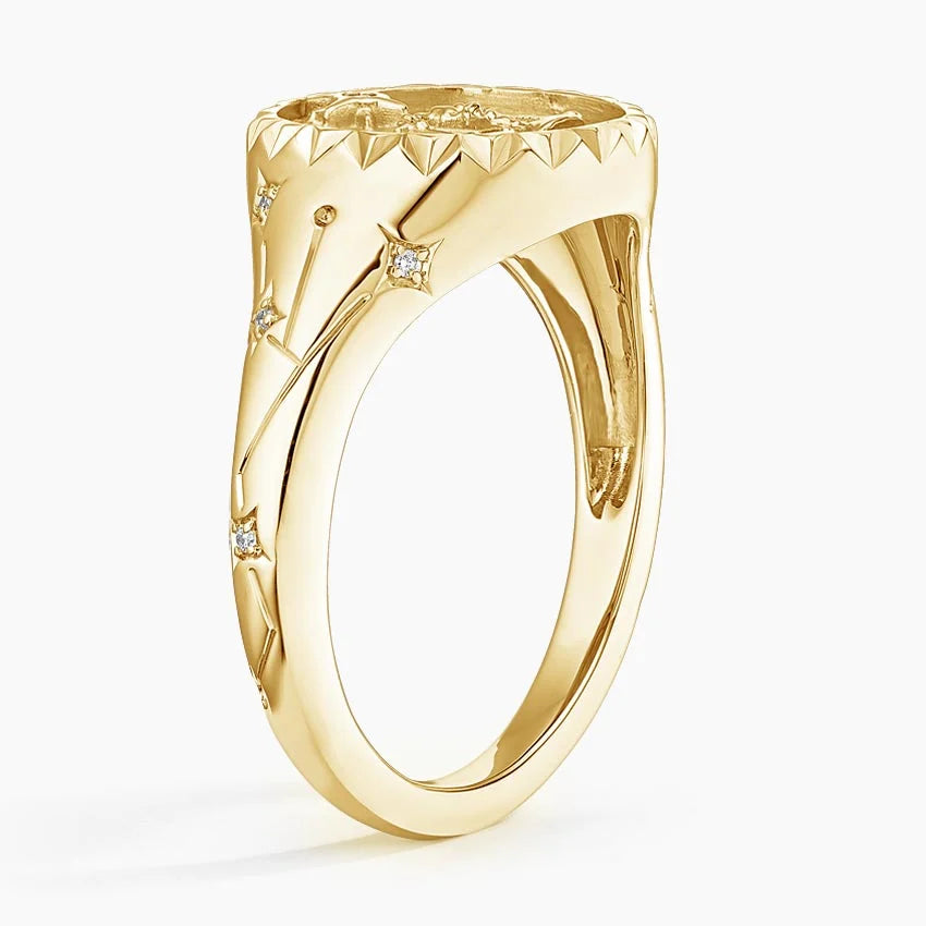 Terazi Burcu Tasarım 0.10 Karat Yuvarlak Kesim Laboratuvar Pırlanta Yüzük 18K - Bold Diamonds