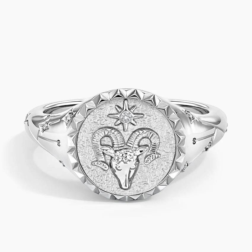 Koç Burcu Tasarım 0.10 Karat Yuvarlak Kesim Laboratuvar Pırlanta Yüzük 18K - Bold Diamonds