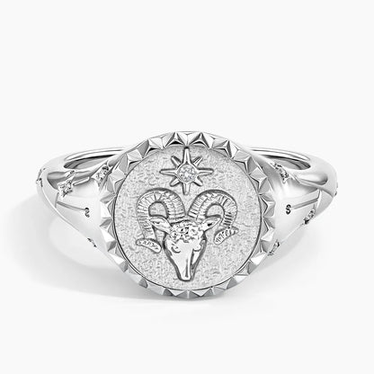 Koç Burcu Tasarım 0.10 Karat Yuvarlak Kesim Laboratuvar Pırlanta Yüzük 18K - Bold Diamonds