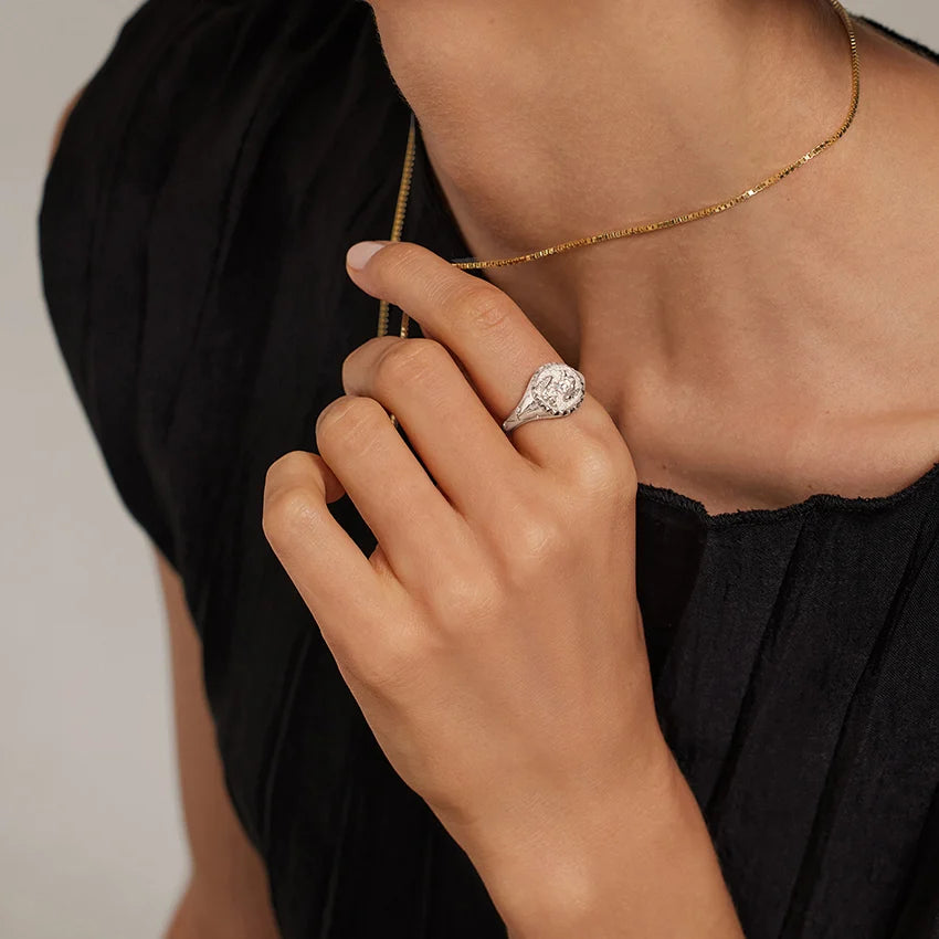 Koç Burcu Tasarım 0.10 Karat Yuvarlak Kesim Laboratuvar Pırlanta Yüzük 18K - Bold Diamonds