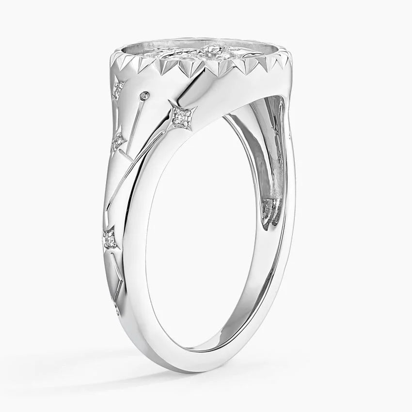 İkizler Burcu Tasarım 0.10 Karat Yuvarlak Kesim Laboratuvar Pırlanta Yüzük 18K - Bold Diamonds