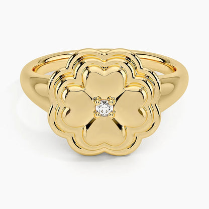 Özel Tasarım 0,10 Karat Yuvarlak Kesim Laboratuvar Pırlanta Yüzük 18K - Bold Diamonds