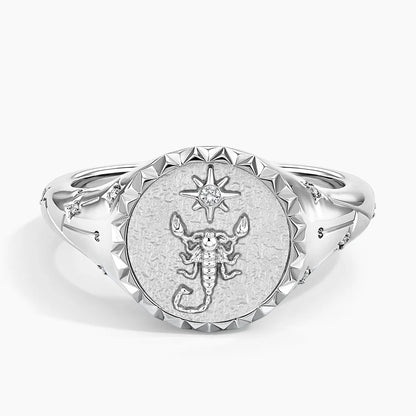 Akrep Burcu Tasarım 0.10 Karat Yuvarlak Kesim Laboratuvar Pırlanta Yüzük 18K - Bold Diamonds