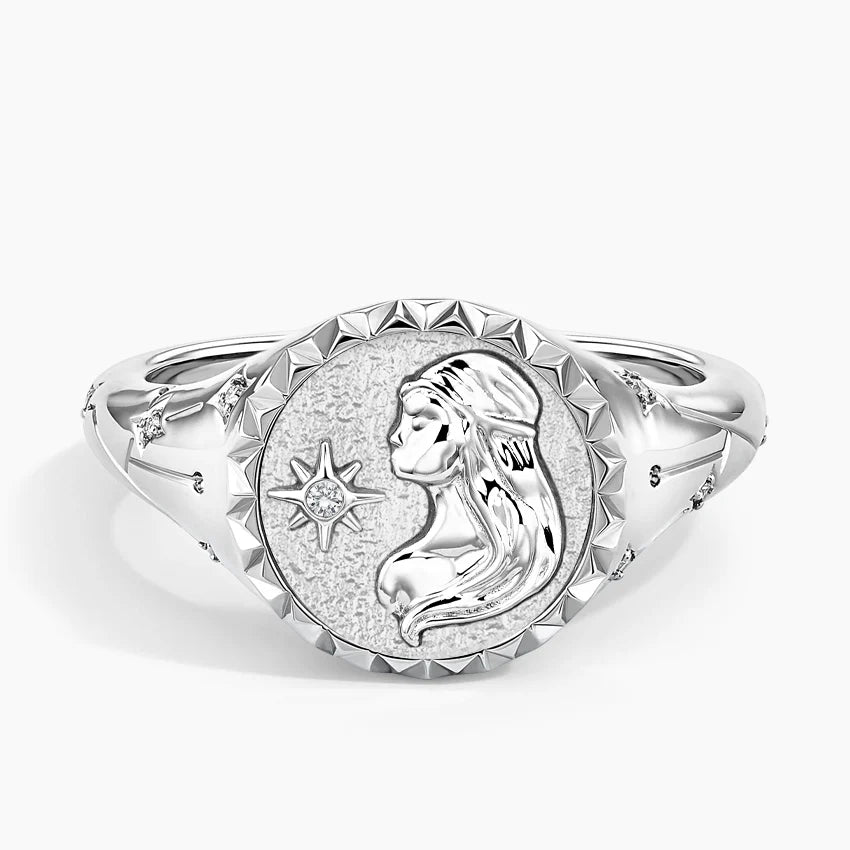 Başak Burcu Tasarım 0.10 Karat Yuvarlak Kesim Laboratuvar Pırlanta Yüzük 18K - Bold Diamonds