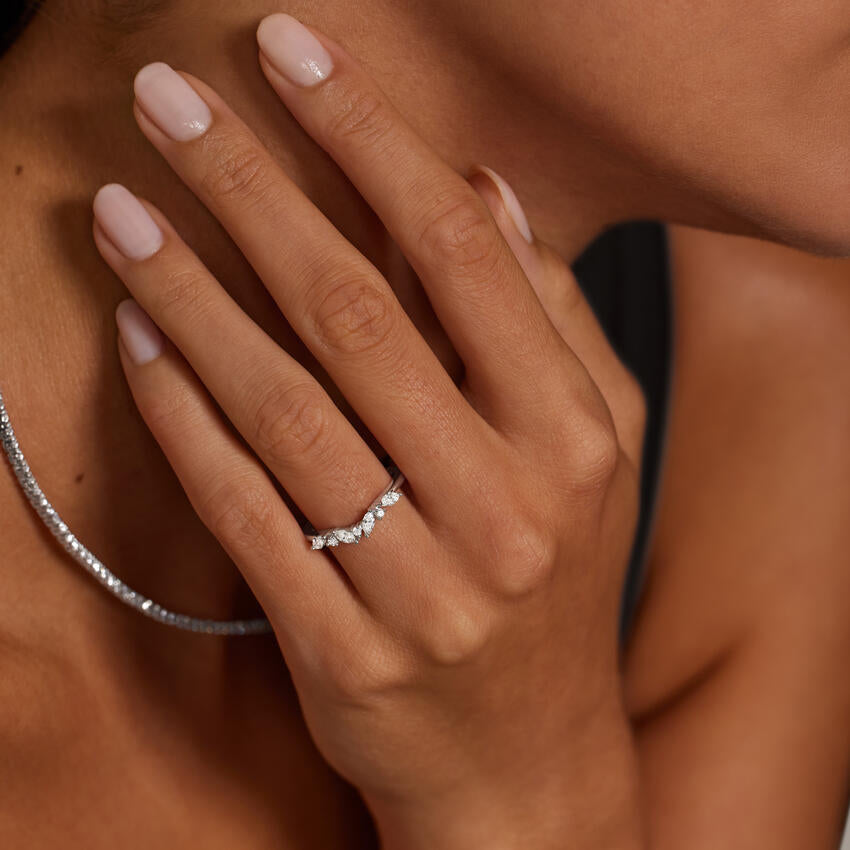 Tamamlayıcı 0,25 Karat Marquise Kesim Laboratuvar Pırlanta Yüzük 18K - Bold Diamonds