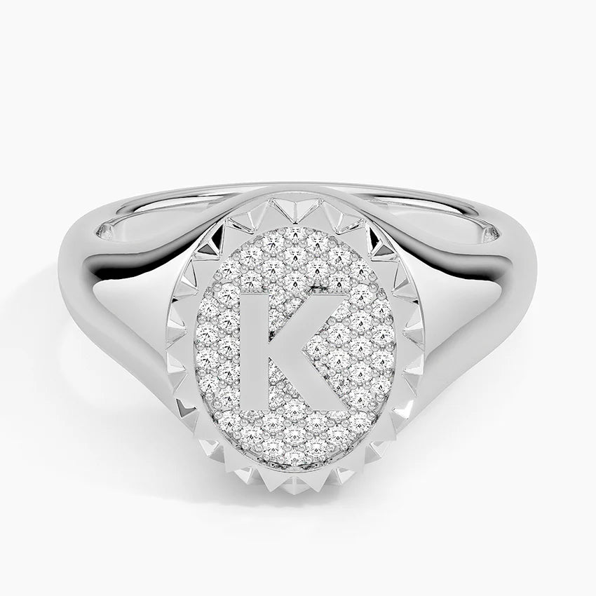 Özel Harf Varyasyonlu 0.25 Karat Laboratuvar Pırlanta Yüzük 18K - Bold Diamonds