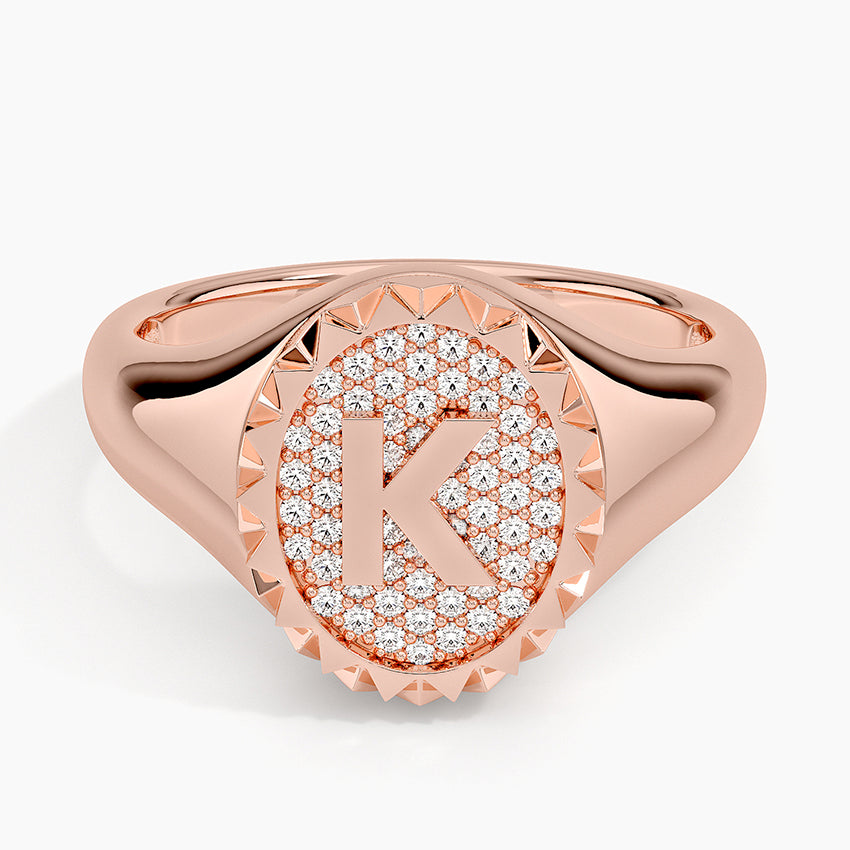 Özel Harf Varyasyonlu 0.25 Karat Laboratuvar Pırlanta Yüzük 18K - Bold Diamonds