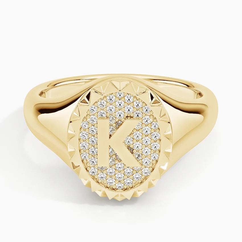Özel Harf Varyasyonlu 0.25 Karat Laboratuvar Pırlanta Yüzük 18K - Bold Diamonds