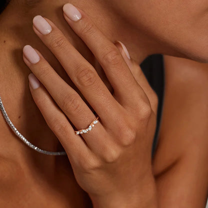 Tamamlayıcı Yüzük 0.50 Karat Yuvarlak Kesim Laboratuvar Pırlanta Yüzük 18K - Bold Diamonds