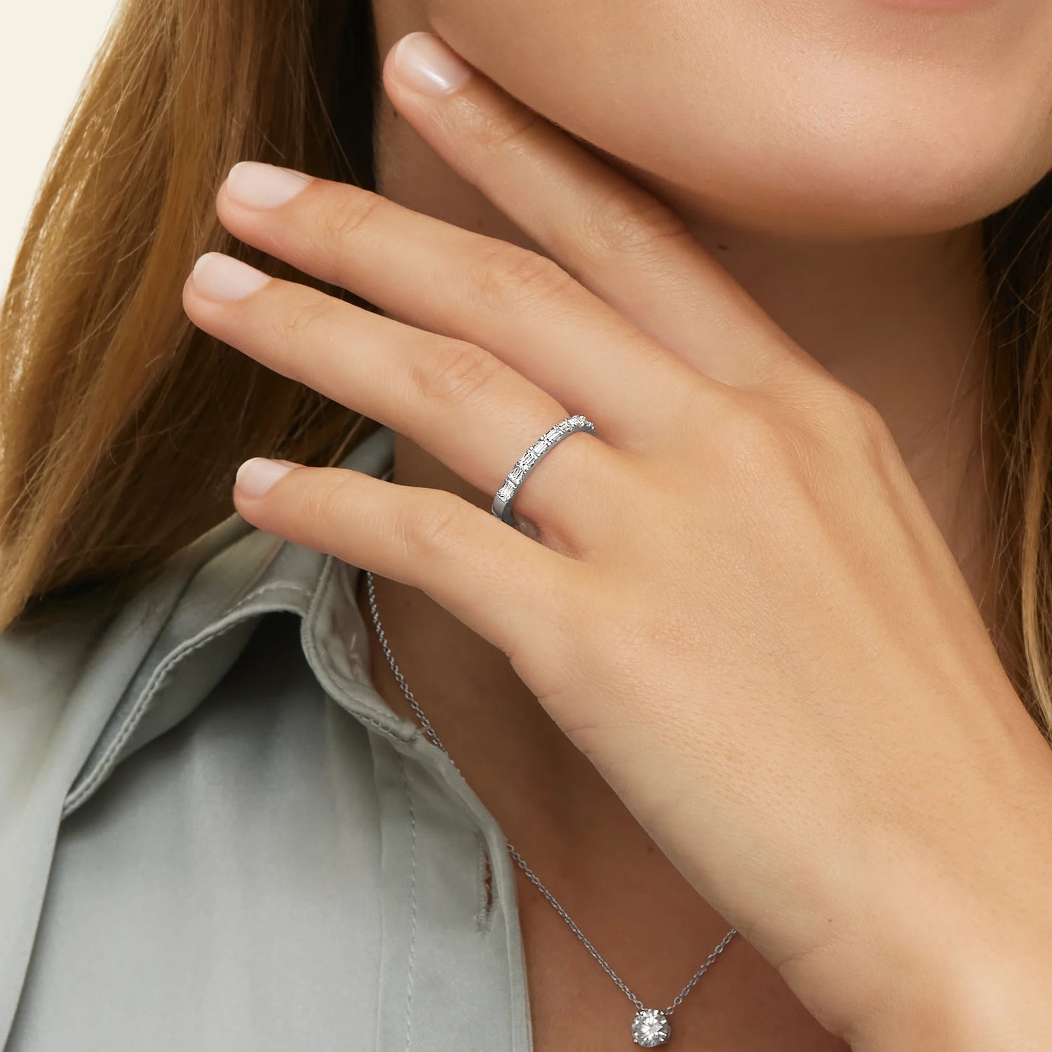 Yarım Tur 0,50 Karat Baget Kesim Laboratuvar Pırlanta Yüzük 18K - Bold Diamonds