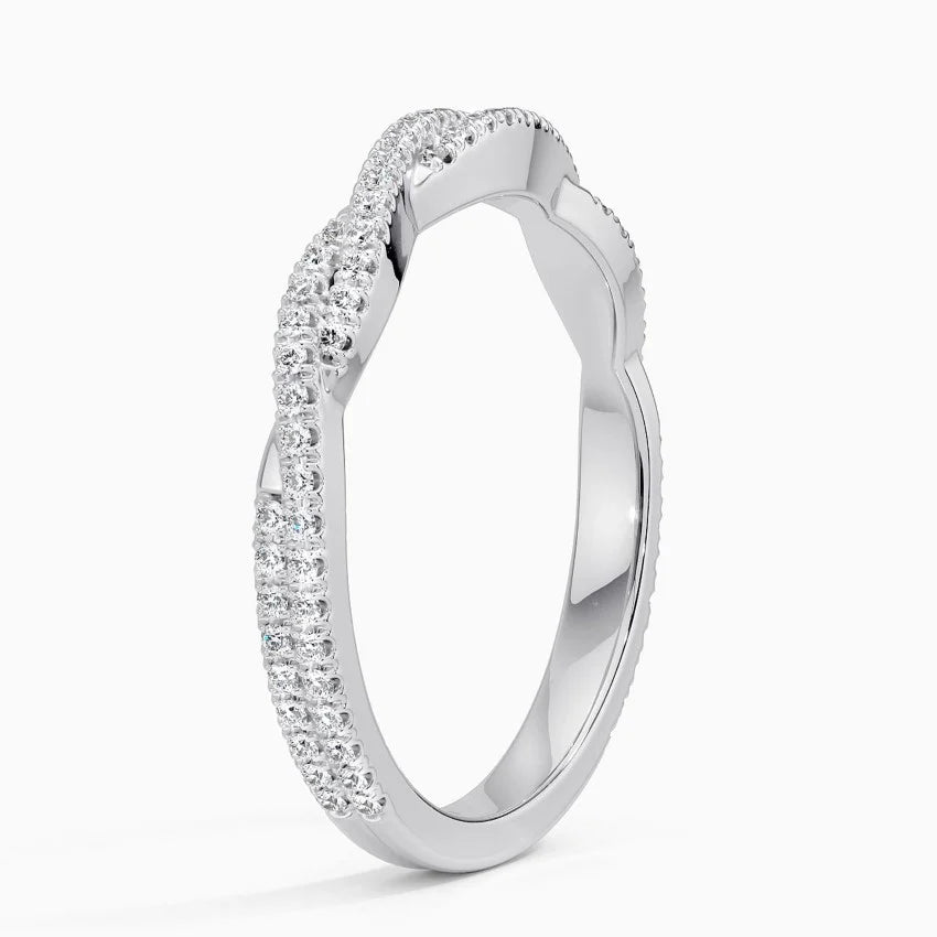Yarım Tur Alyans Yüzük 0.50 Karat Yuvarlak Kesim Laboratuvar Pırlanta Yüzük 18K - Bold Diamonds