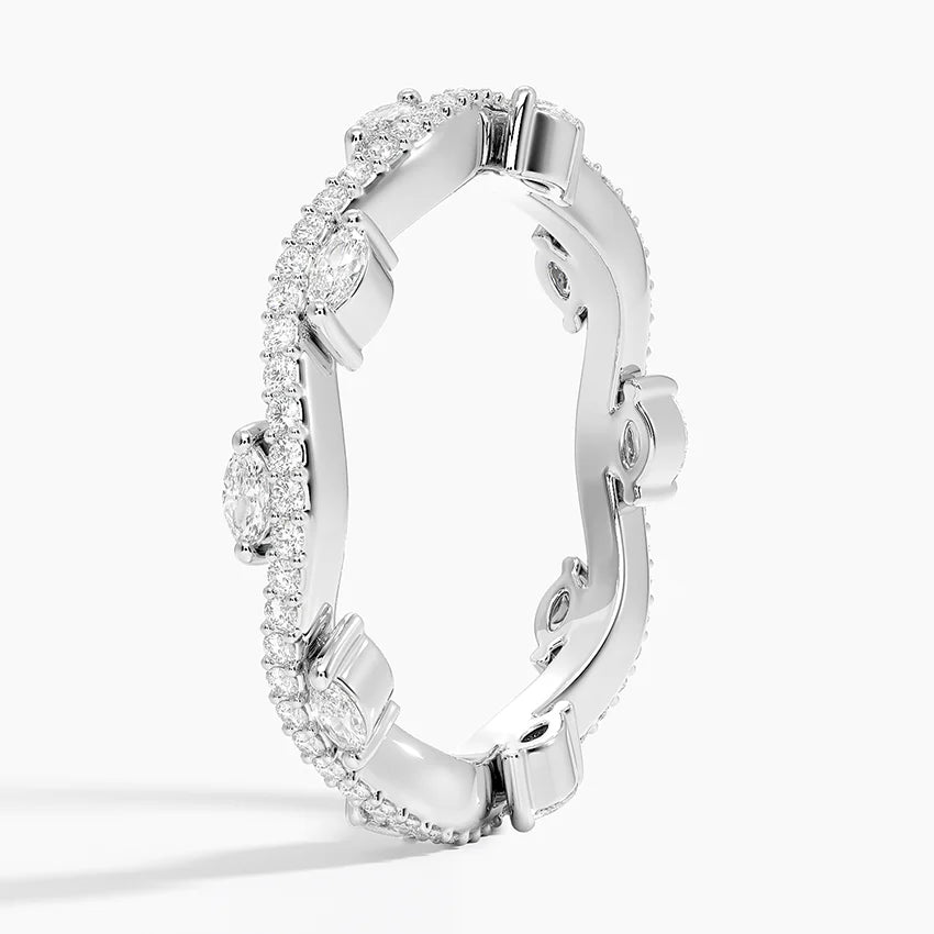 Pırlanta Alyans 0.50 Karat Marquise Kesim Laboratuvar Pırlanta Yüzük 18K - Bold Diamonds
