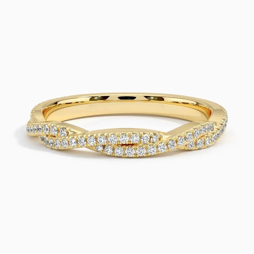 Yarım Tur Alyans Yüzük 0.50 Karat Yuvarlak Kesim Laboratuvar Pırlanta Yüzük 18K - Bold Diamonds